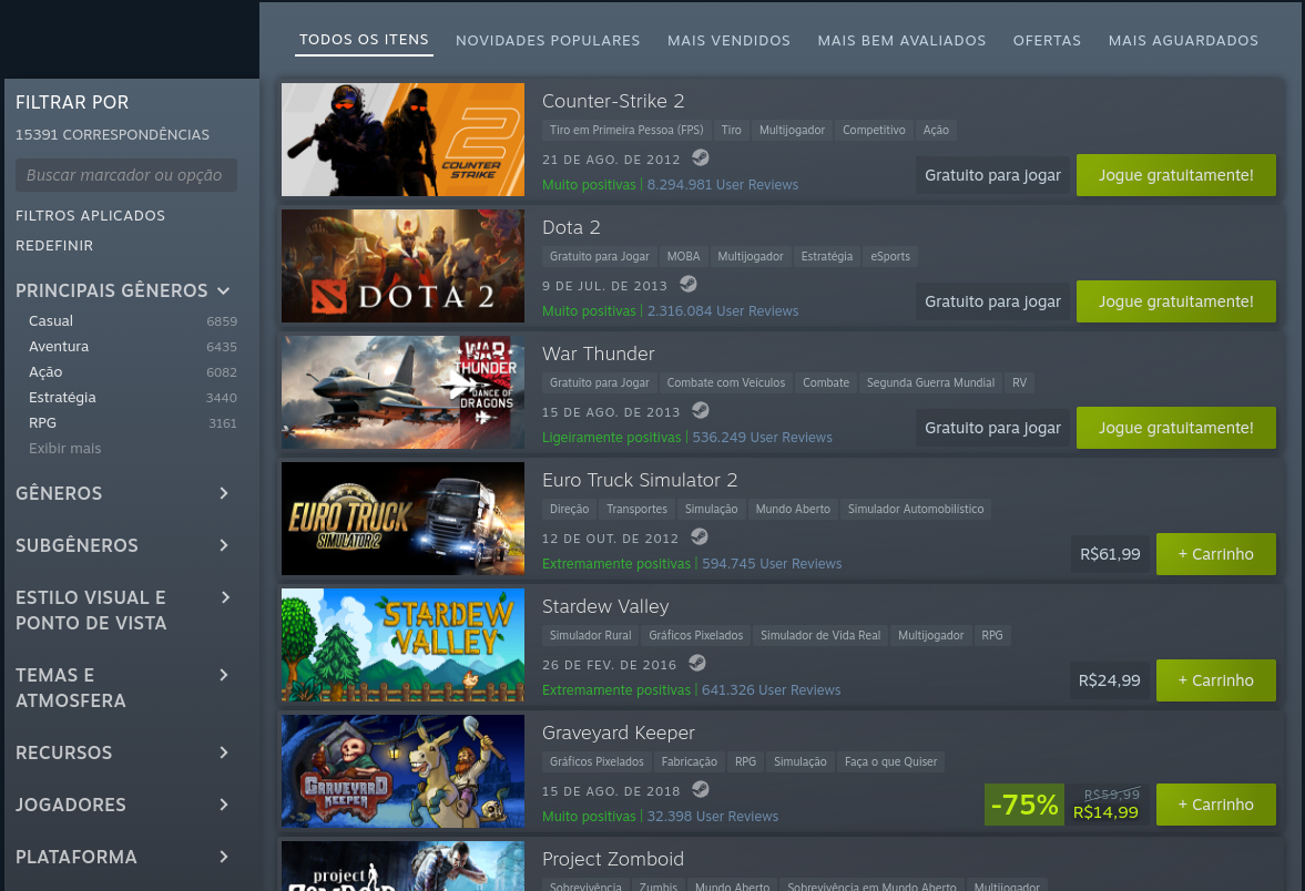 Listagem de jogos compatíveis com Linux de acordo com o Steam - mais de 15 mil jogos